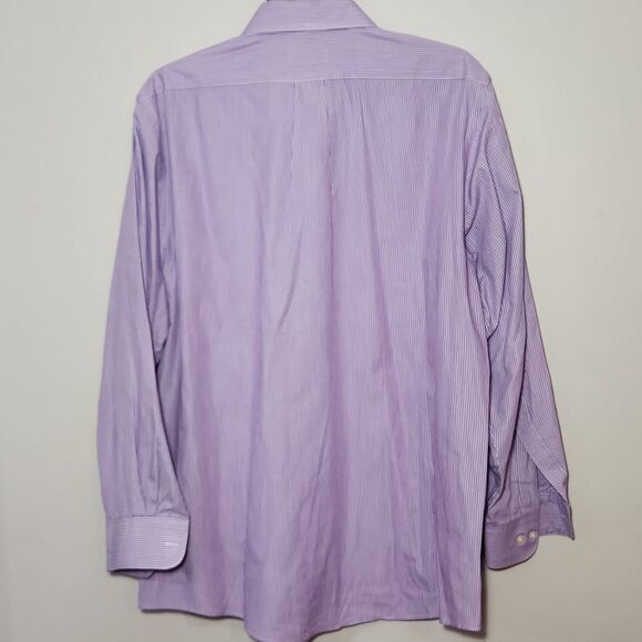 Van Heusen Men's Purple Shirt Striped Button Down Collar - Picture 2 of 3
